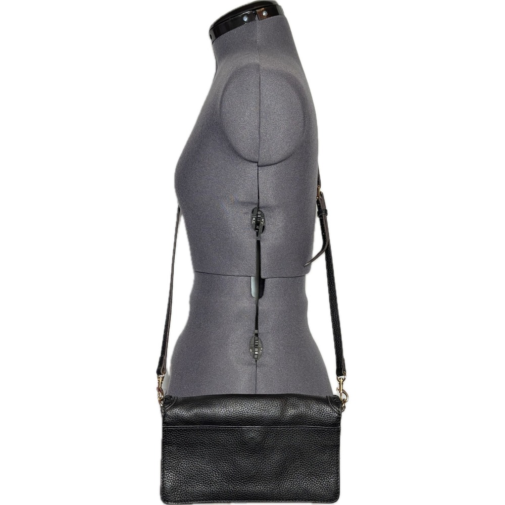 Aimee Kestenberg Glee Black Pebbled Leather Crossbody Clutch Flap Bag Whipstitch - Picture 3 of 8